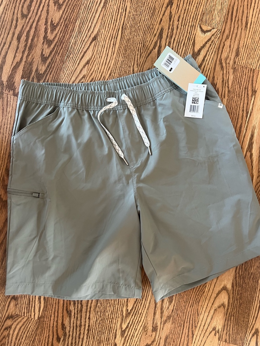 Marika shadow grey Athletic Shorts with White Drawstring
